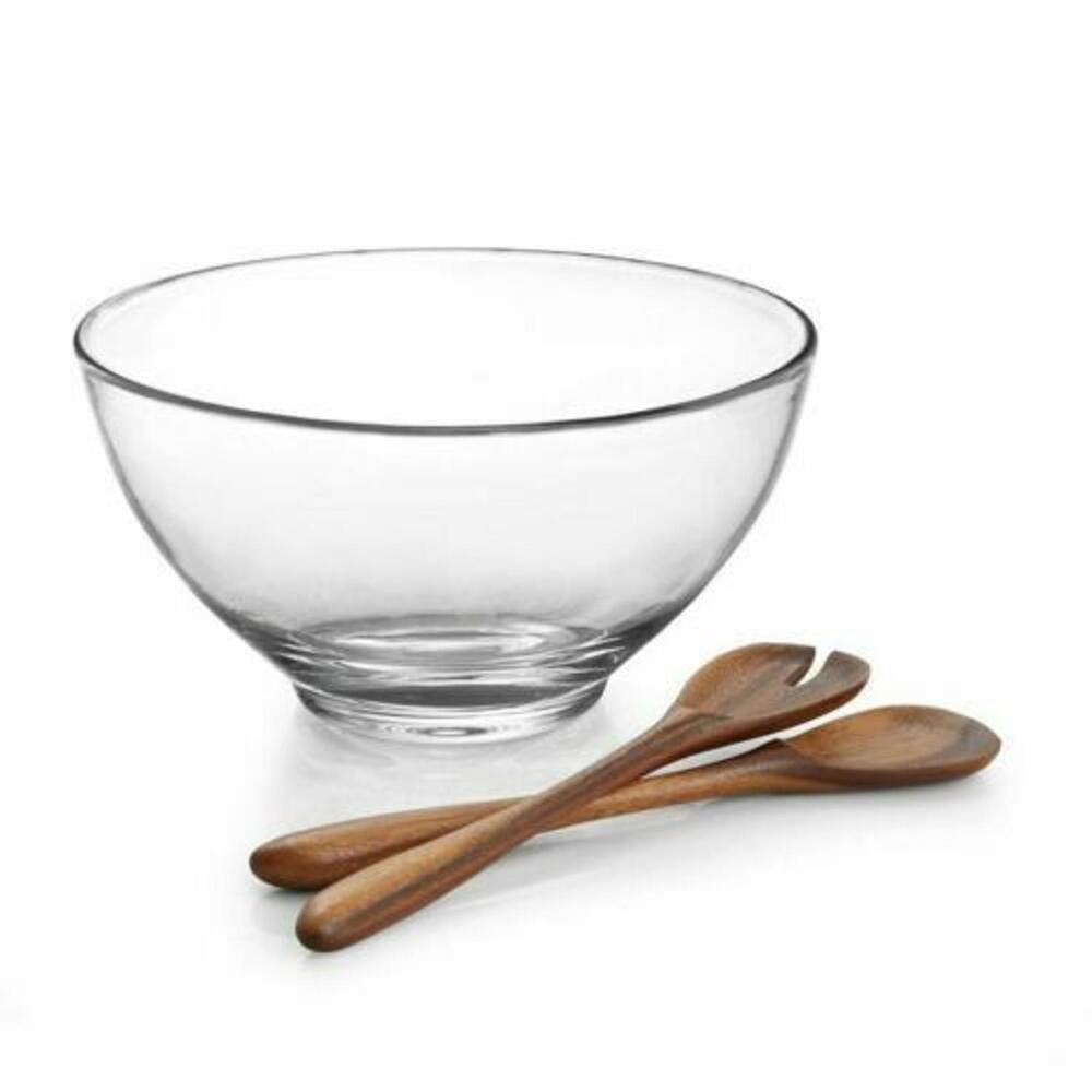 Nambe Moderne Large Salad Bowl with Servers NEW IN THE BOX